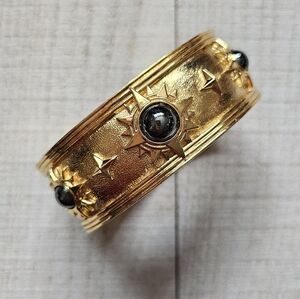 RARE 24k Plated Bangle Bracelet From Cabouchon. Vintage 1980's Bracelet.